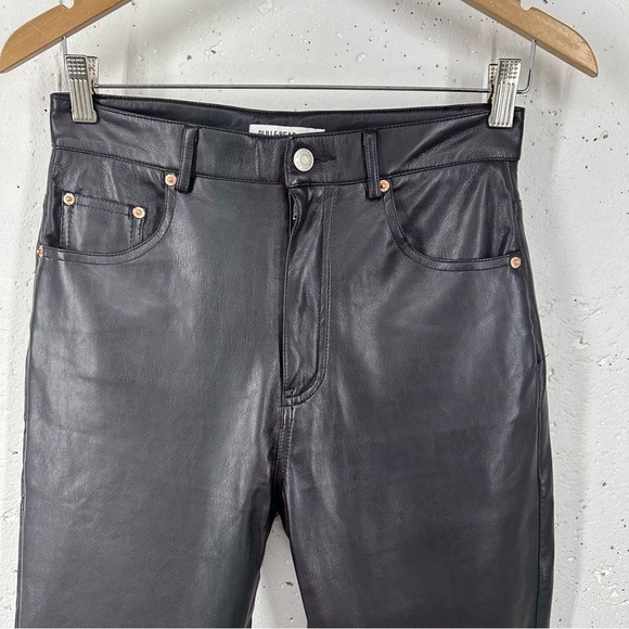 Pull & Bear size 4 Black Faux Leather High Waist Straight Leg Pants - Picture 3 of 13